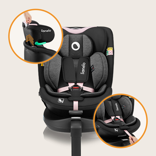 Lionelo Navy i-Size Black Pink — Kindersitz